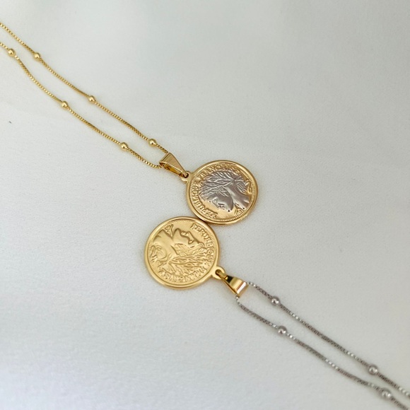 Two- Tone Quarter Necklace - Picture 9 of 10